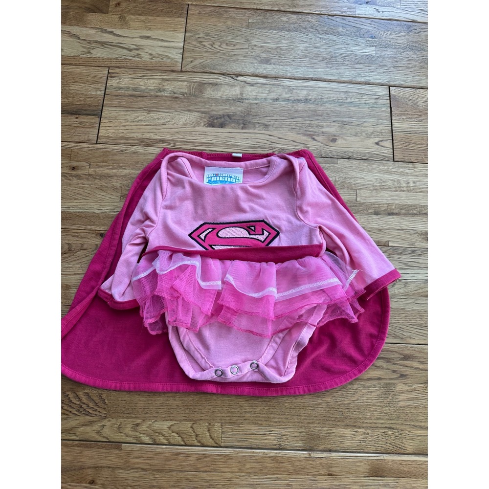 DC Super Friends Supergirl Bodysuit‎ Tutu Dress with Cape 6-12 Months